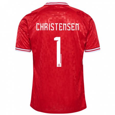 Kandiny Kinder Dänemark Lene Christensen #1 Rot Heimtrikot Trikot 24-26 T-Shirt