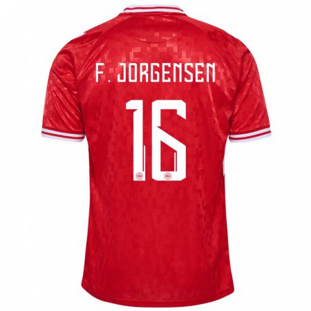 Kandiny Kinder Dänemark Filip Jorgensen #16 Rot Heimtrikot Trikot 24-26 T-Shirt