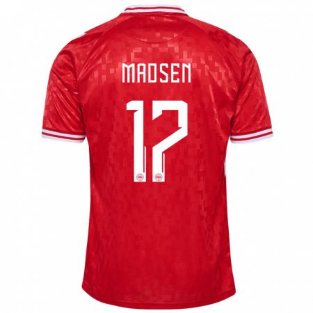 Kandiny Kinder Dänemark Nicolas Madsen #17 Rot Heimtrikot Trikot 24-26 T-Shirt