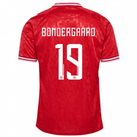 Kandiny Kinder Dänemark Asbjorn Bondergaard #19 Rot Heimtrikot Trikot 24-26 T-Shirt