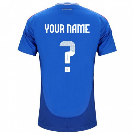 Kandiny Kinder Italien Ihren Namen #0 Blau Heimtrikot Trikot 24-26 T-Shirt