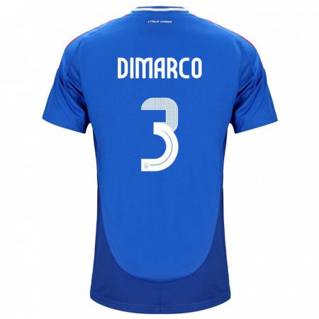 Kandiny Kinder Italien Federico Dimarco #3 Blau Heimtrikot Trikot 24-26 T-Shirt