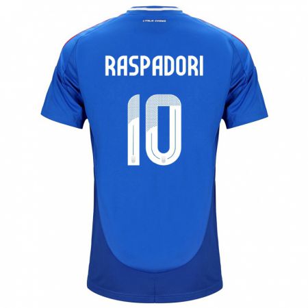 Kandiny Kinder Italien Giacomo Raspadori #10 Blau Heimtrikot Trikot 24-26 T-Shirt
