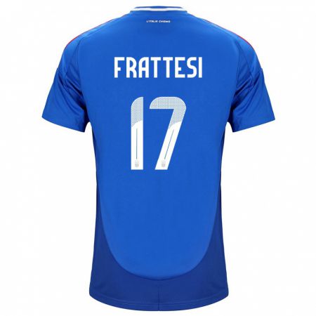 Kandiny Kinder Italien Davide Frattesi #17 Blau Heimtrikot Trikot 24-26 T-Shirt