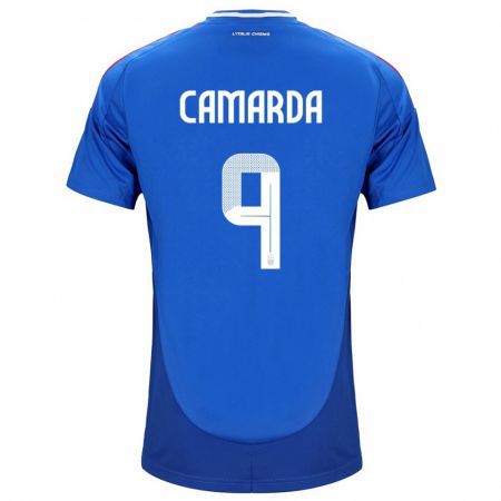 Kandiny Kinder Italien Francesco Camarda #9 Blau Heimtrikot Trikot 24-26 T-Shirt