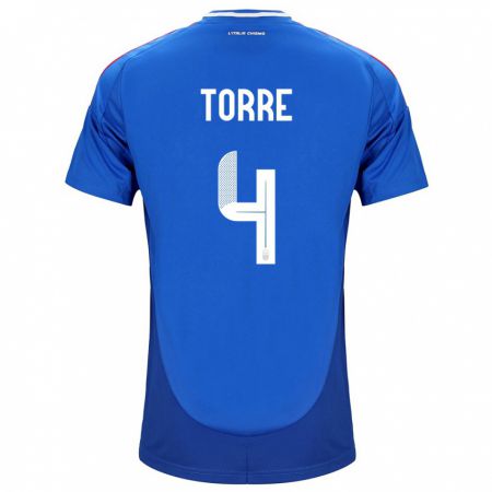 Kandiny Kinder Italien Pietro La Torre #4 Blau Heimtrikot Trikot 24-26 T-Shirt