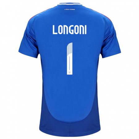 Kandiny Kinder Italien Alessandro Longoni #1 Blau Heimtrikot Trikot 24-26 T-Shirt