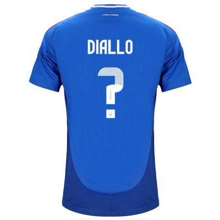 Kandiny Kinder Italien Djibril Diallo #0 Blau Heimtrikot Trikot 24-26 T-Shirt