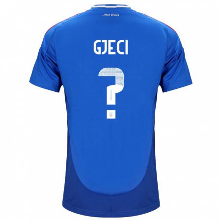 Kandiny Kinder Italien Delis Gjeci #0 Blau Heimtrikot Trikot 24-26 T-Shirt