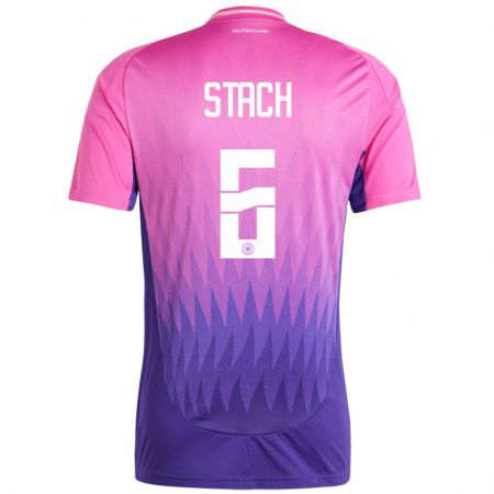 Kandiny Kinder Deutschland Anton Stach #6 Pink Lila Auswärtstrikot Trikot 24-26 T-Shirt