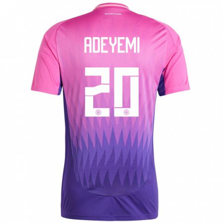 Kandiny Kinder Deutschland Karim Adeyemi #20 Pink Lila Auswärtstrikot Trikot 24-26 T-Shirt