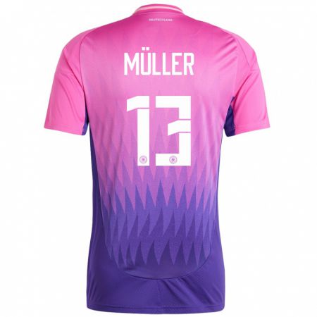Kandiny Kinder Deutschland Thomas Muller #13 Pink Lila Auswärtstrikot Trikot 24-26 T-Shirt