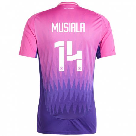 Kandiny Kinder Deutschland Jamal Musiala #14 Pink Lila Auswärtstrikot Trikot 24-26 T-Shirt