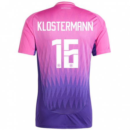 Kandiny Kinder Deutschland Lukas Klostermann #16 Pink Lila Auswärtstrikot Trikot 24-26 T-Shirt