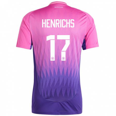 Kandiny Kinder Deutschland Benjamin Henrichs #17 Pink Lila Auswärtstrikot Trikot 24-26 T-Shirt