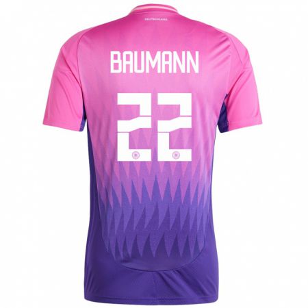 Kandiny Kinder Deutschland Oliver Baumann #22 Pink Lila Auswärtstrikot Trikot 24-26 T-Shirt