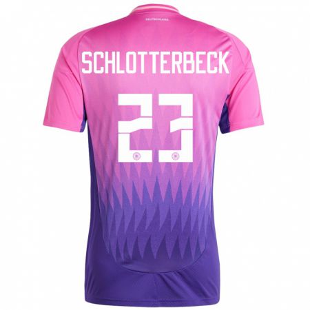 Kandiny Kinder Deutschland Nico Schlotterbeck #23 Pink Lila Auswärtstrikot Trikot 24-26 T-Shirt