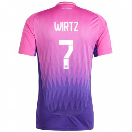 Kandiny Kinder Deutschland Florian Wirtz #7 Pink Lila Auswärtstrikot Trikot 24-26 T-Shirt