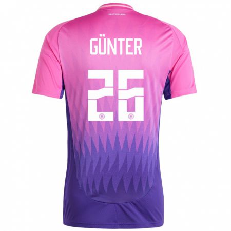 Kandiny Kinder Deutschland Christian Günter #26 Pink Lila Auswärtstrikot Trikot 24-26 T-Shirt