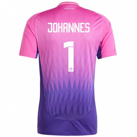 Kandiny Kinder Deutschland Stina Johannes #1 Pink Lila Auswärtstrikot Trikot 24-26 T-Shirt