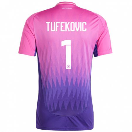 Kandiny Kinder Deutschland Martina Tufekovic #1 Pink Lila Auswärtstrikot Trikot 24-26 T-Shirt