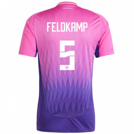 Kandiny Kinder Deutschland Jana Feldkamp #5 Pink Lila Auswärtstrikot Trikot 24-26 T-Shirt