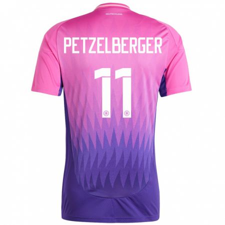 Kandiny Kinder Deutschland Ramona Petzelberger #11 Pink Lila Auswärtstrikot Trikot 24-26 T-Shirt