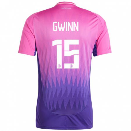 Kandiny Kinder Deutschland Giulia Gwinn #15 Pink Lila Auswärtstrikot Trikot 24-26 T-Shirt