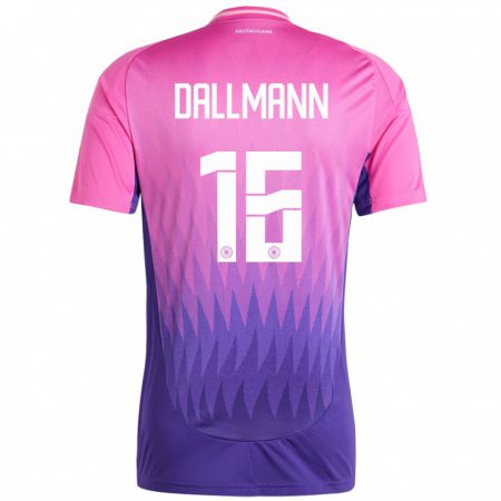Kandiny Kinder Deutschland Linda Dallmann #16 Pink Lila Auswärtstrikot Trikot 24-26 T-Shirt