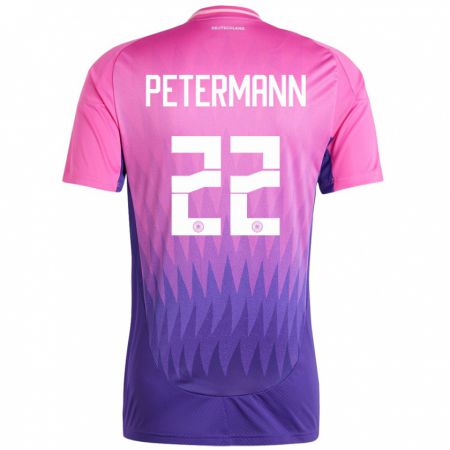 Kandiny Kinder Deutschland Lena Petermann #22 Pink Lila Auswärtstrikot Trikot 24-26 T-Shirt