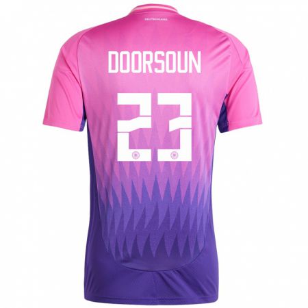 Kandiny Kinder Deutschland Sara Doorsoun #23 Pink Lila Auswärtstrikot Trikot 24-26 T-Shirt
