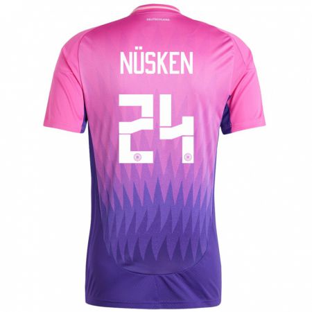 Kandiny Kinder Deutschland Sjoeke Nusken #24 Pink Lila Auswärtstrikot Trikot 24-26 T-Shirt