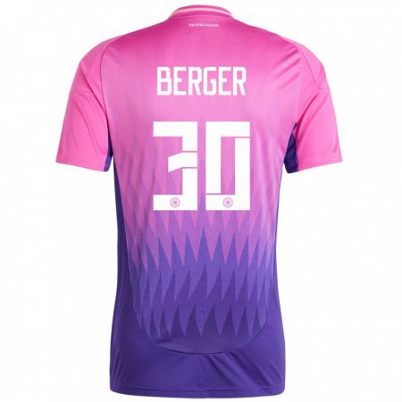 Kandiny Kinder Deutschland Ann Katrin Berger #30 Pink Lila Auswärtstrikot Trikot 24-26 T-Shirt