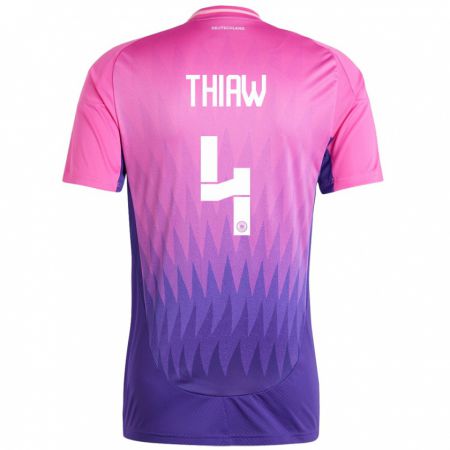 Kandiny Kinder Deutschland Malick Thiaw #4 Pink Lila Auswärtstrikot Trikot 24-26 T-Shirt