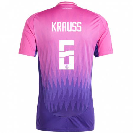 Kandiny Kinder Deutschland Tom Kraub #6 Pink Lila Auswärtstrikot Trikot 24-26 T-Shirt