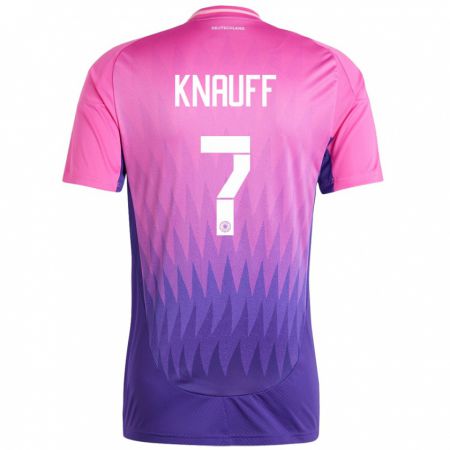 Kandiny Kinder Deutschland Ansgar Knauff #7 Pink Lila Auswärtstrikot Trikot 24-26 T-Shirt
