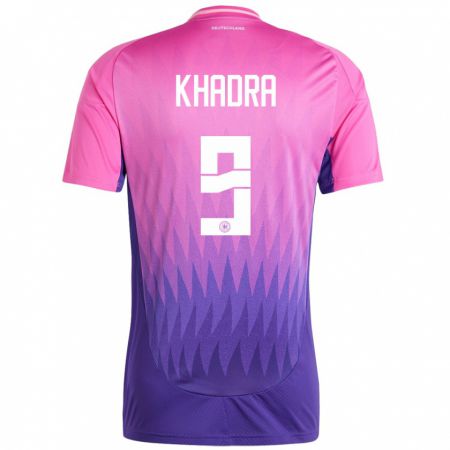Kandiny Kinder Deutschland Reda Khadra #9 Pink Lila Auswärtstrikot Trikot 24-26 T-Shirt