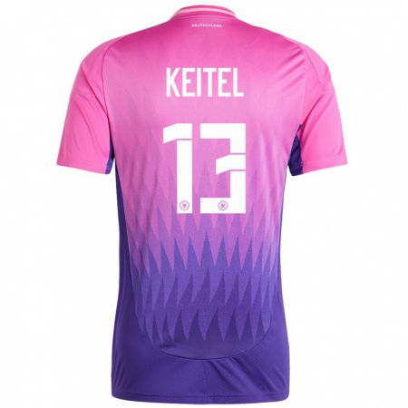 Kandiny Kinder Deutschland Yannik Keitel #13 Pink Lila Auswärtstrikot Trikot 24-26 T-Shirt