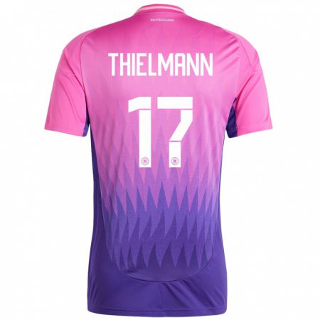 Kandiny Kinder Deutschland Jan Thielmann #17 Pink Lila Auswärtstrikot Trikot 24-26 T-Shirt