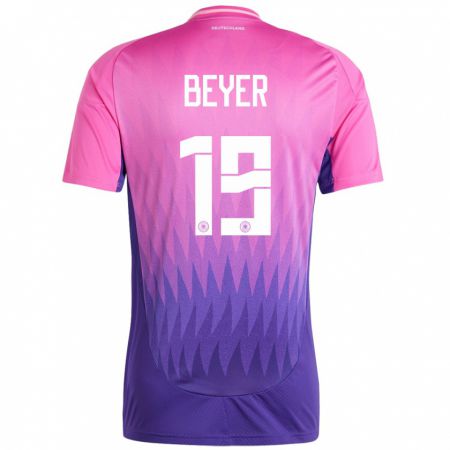 Kandiny Kinder Deutschland Jordan Beyer #19 Pink Lila Auswärtstrikot Trikot 24-26 T-Shirt