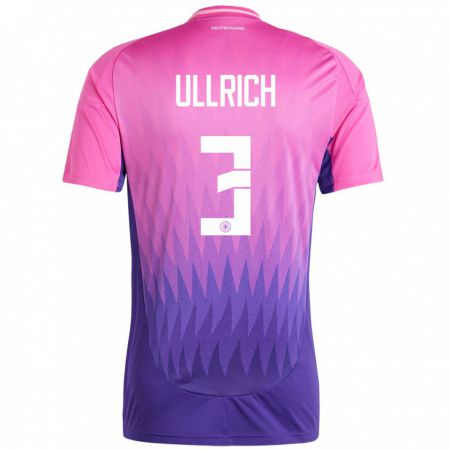 Kandiny Kinder Deutschland Lukas Ullrich #3 Pink Lila Auswärtstrikot Trikot 24-26 T-Shirt