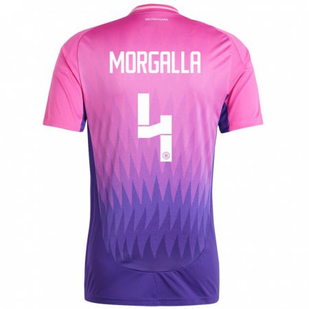 Kandiny Kinder Deutschland Leandro Morgalla #4 Pink Lila Auswärtstrikot Trikot 24-26 T-Shirt
