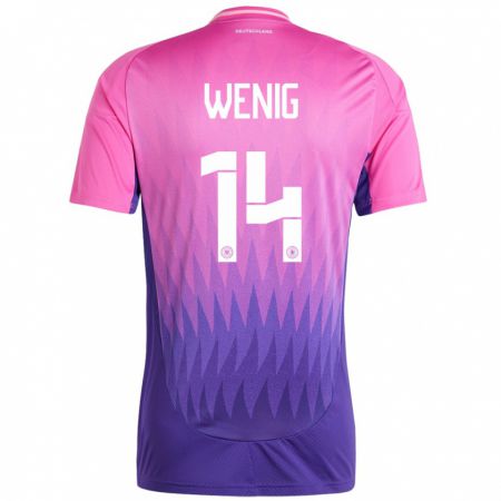 Kandiny Kinder Deutschland Marcel Wenig #14 Pink Lila Auswärtstrikot Trikot 24-26 T-Shirt