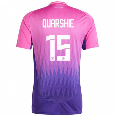 Kandiny Kinder Deutschland Joshua Quarshie #15 Pink Lila Auswärtstrikot Trikot 24-26 T-Shirt