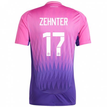 Kandiny Kinder Deutschland Aaron Zehnter #17 Pink Lila Auswärtstrikot Trikot 24-26 T-Shirt