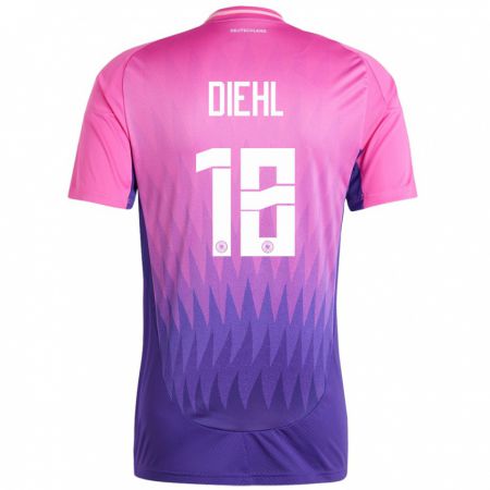 Kandiny Kinder Deutschland Justin Diehl #18 Pink Lila Auswärtstrikot Trikot 24-26 T-Shirt