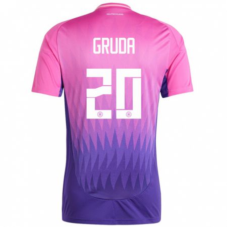 Kandiny Kinder Deutschland Brajan Gruda #20 Pink Lila Auswärtstrikot Trikot 24-26 T-Shirt