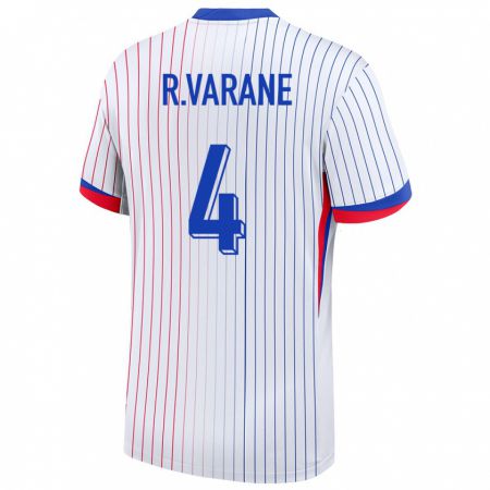 Kandiny Kinder Frankreich Raphael Varane #4 Weiß Auswärtstrikot Trikot 24-26 T-Shirt