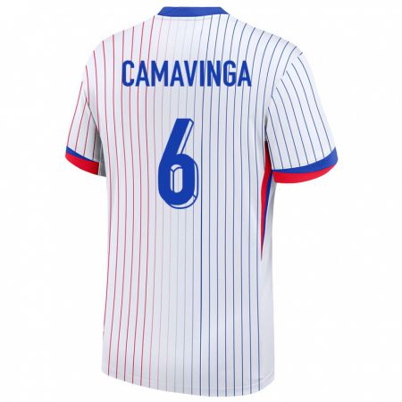 Kandiny Kinder Frankreich Eduardo Camavinga #6 Weiß Auswärtstrikot Trikot 24-26 T-Shirt
