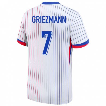 Kandiny Kinder Frankreich Antoine Griezmann #7 Weiß Auswärtstrikot Trikot 24-26 T-Shirt